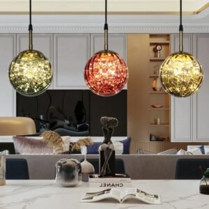 Nordic LED Glass Ball Pendant Light Vintage Minimalist Hanging Lamp Ceiling Decoration Lighting Bedroom Dining Room Chandeliers 1