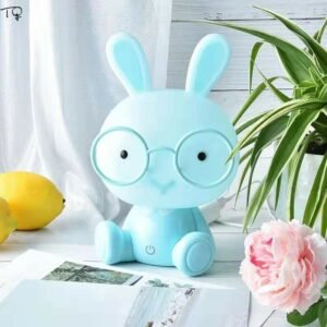 Cartoon Glasses Rabbit LED Night Light Modern Touch Switch Dimming USB Charger Eye Protect Energy Saving Bedroom Kid's Room Gift 1