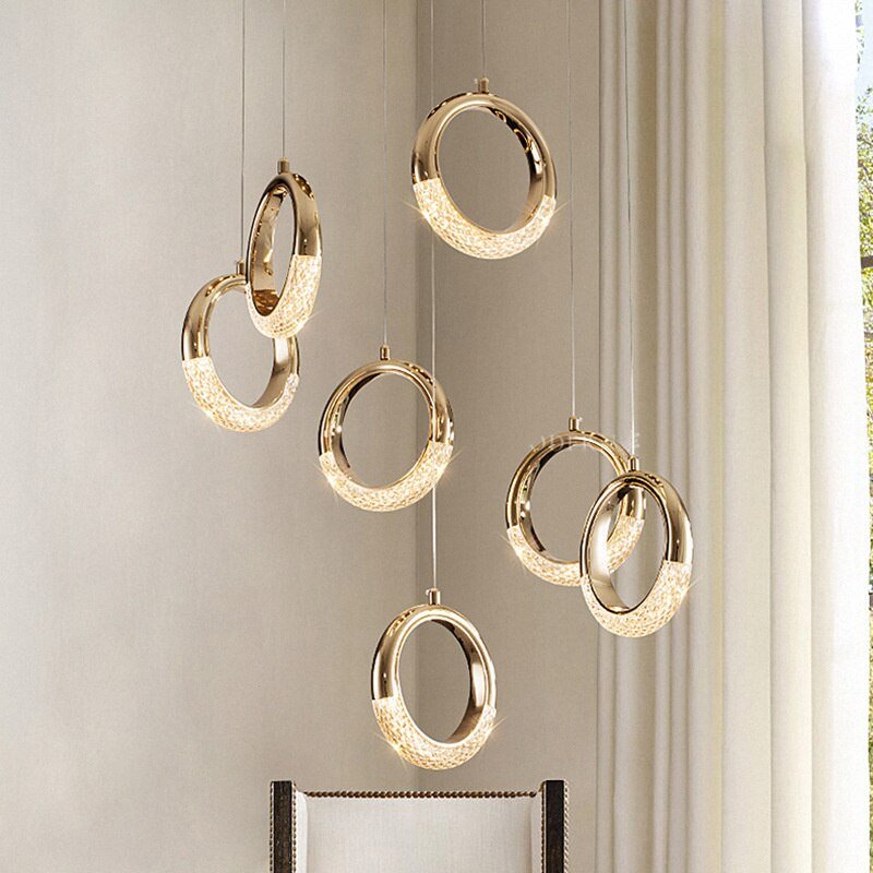 Europe Circle Pendant Lamp Iron Cord Holder Chandeliers Ceiling Christmas Decorations For Home Lamp Glass Ball Chandeliers 2