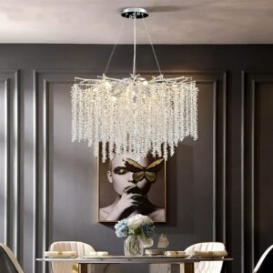 Luxury chrome plating Crystal Tree Branch Chandelier Pendant Lamp for Living Dining Room Hanging Lights Fixtures 1