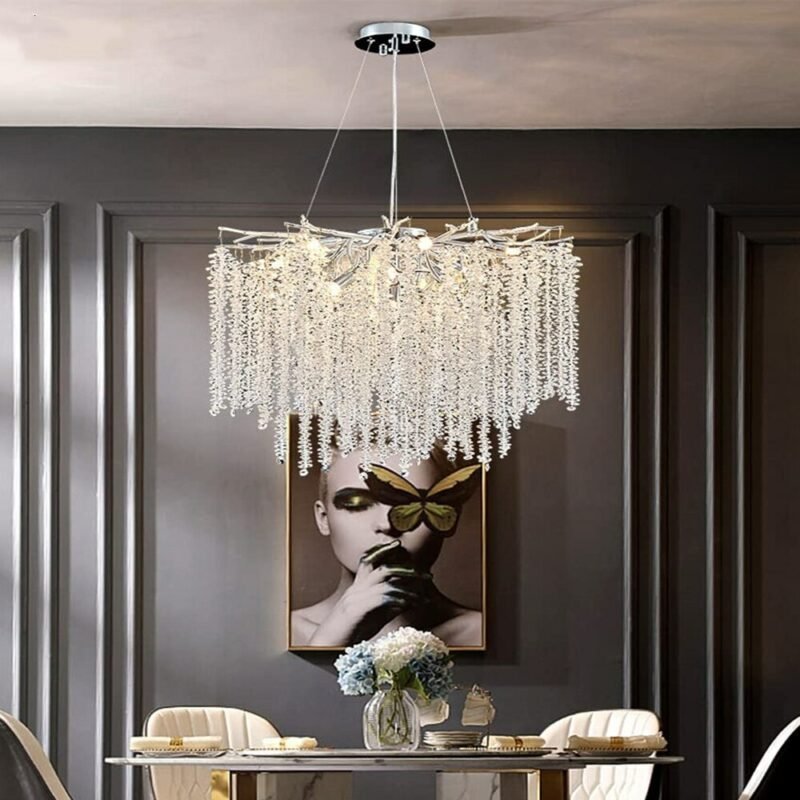Luxury chrome plating Crystal Tree Branch Chandelier Pendant Lamp for Living Dining Room Hanging Lights Fixtures 1