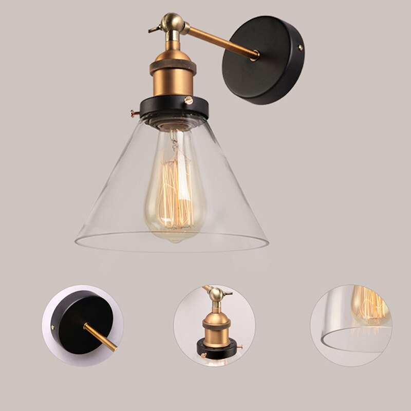 Modern Glass Wall Lamp Dining Living Room Wall Sconce Russia Bedside Lights with Clear Glass Lampshade and Copper Metal Parts 6