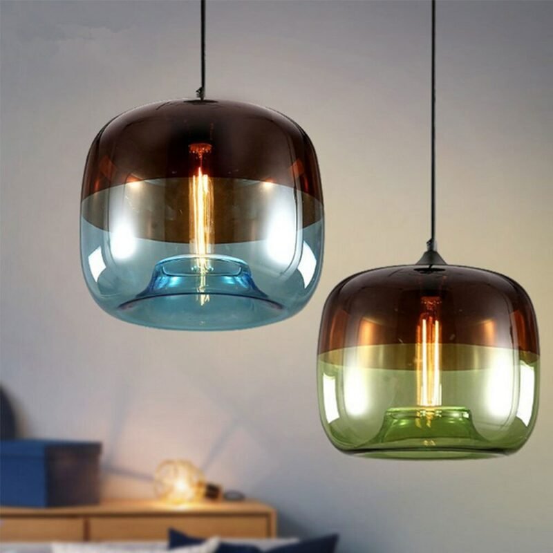 Nordic Retro colorful hanging Glass Pendant Lamp Fixtures E27 LED pendant Lights for Cafe Bar Restaurant living room bedroom 3