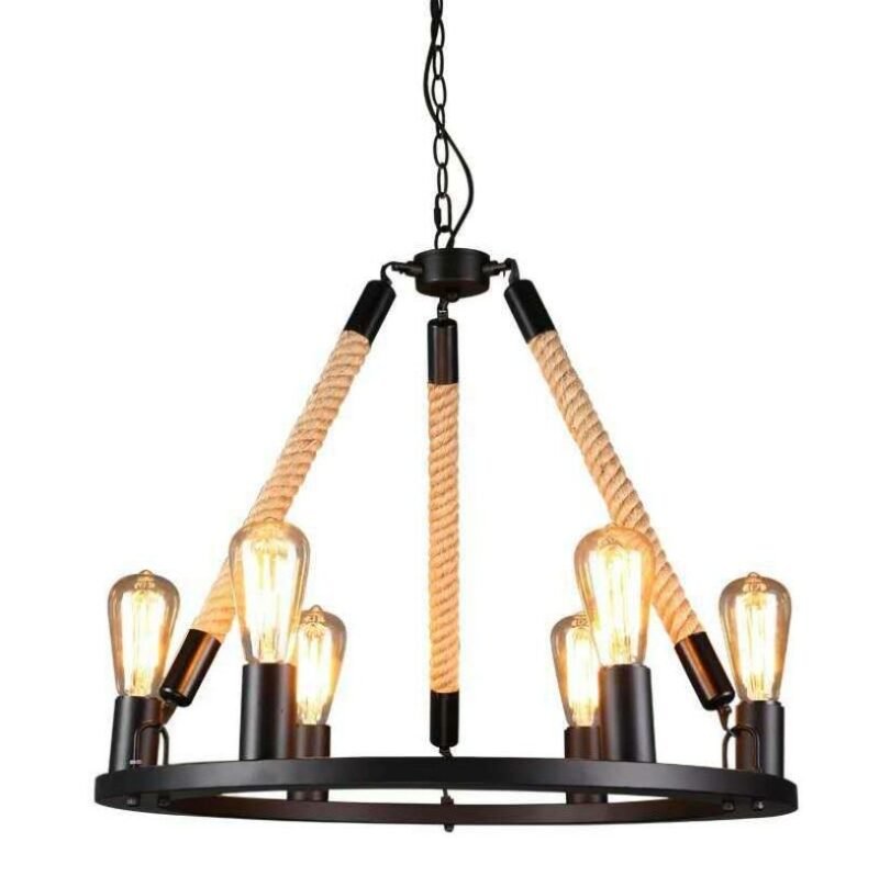 Retro LOFT industrial Pendant Lights For living Room  Creative Hemp Rope Hanging Lamp For  Restaurant Counter Decoration Fixture 4