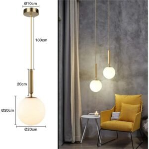 LED Modern Pendant Light Luxurious Gold Glass Ball Lampshade Hanging Lights Fixtures For Dining Room Bedroom Decoration Lamp 1