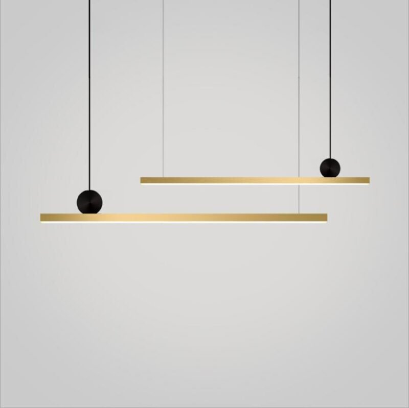 New Line LED Pendant Lamps For Living Room Gold  Copper Long  Hanging Lamp For Dining Bar  barbershop Home Fixture Lights 2