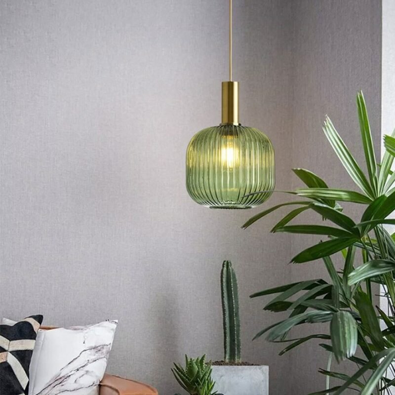 Nordic Retro restaurant colorfull Glass pendant lights Creative living room Lamp Simple bedside lamp LED E27 light 6
