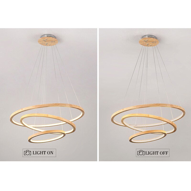 Ring Wood Led Chandeliers Modern Personality Pendant Lamps For Ceiling Villa Living Room Bedroom Dining Room Decoration Luminary 5