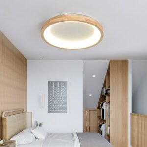 Log Led Ceiling Lamp Bedroom Ceiling Lights Closet Living Room Study Japanese Round Simple Solid Wood Indoor Decoration Luminary 1