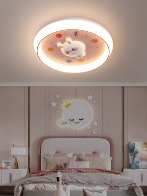 Pink cartoon rabbit  ceiling lamps girl bedroom light children room light Princess simple ceiling light 1