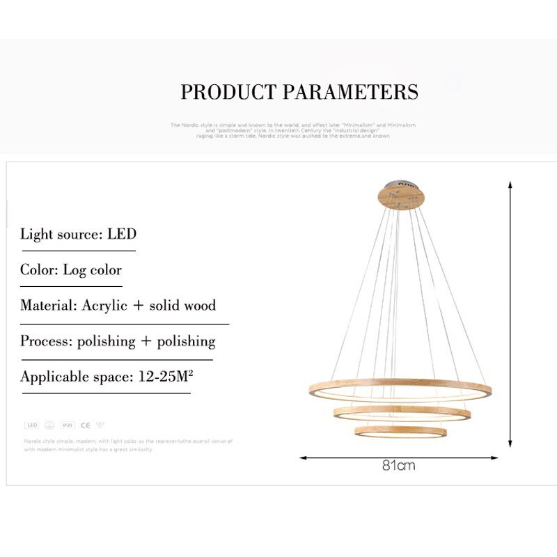 Ring Wood Led Chandeliers Modern Personality Pendant Lamps For Ceiling Villa Living Room Bedroom Dining Room Decoration Luminary 6