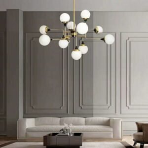 American industrial chandelier  LED Loft metal Stilnovo Chandelier Nordic Luxury Living Room hotel Kitchen Magic Bean Glass lamp 1