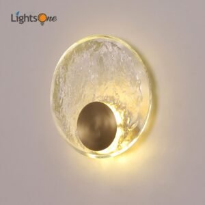 Postmodern light luxury copper bedroom bedside wall light living room simple background wall round wall lamp 1