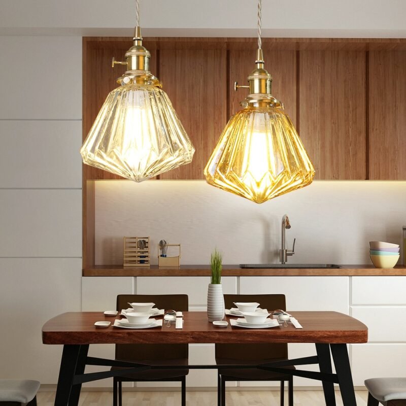 Glass Pendant Light Nordic Pendant Lamp Copper Lamp Brass Creative Minimalist E27 Transparent Lampshade For Restaurant Light 2