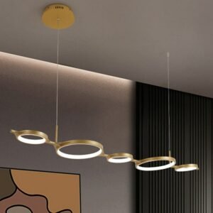 Ring LED chandelier lighting golden Nordic Designer modern dining living room bedroom kitchen pendant lamp art bar light fixture 1