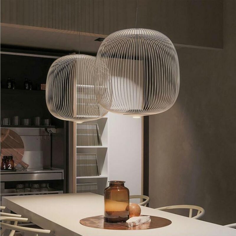 Restaurant Pendant lights  Nordic modern  dining table bar Light Lamp  creative personality bird cage LED  Hanging lamp Fixture 1