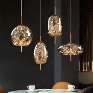 Nordic Luxury Designer Pendant Lamp for Bedroom Kitchen Aesthetic Room Decorator Personality Art Stars Bar Glass Light Fixtures 1