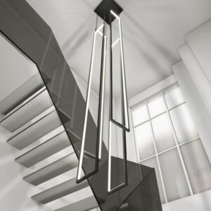 Modern Long Rectangle Black Led Pendant Lamp Apartment Indoor Space Sense Staircase Corridor Hall Decoration Design Pendant Lamp 1