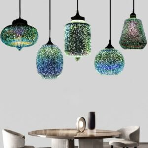 Post-modern 3D Colorful Glass ball Pendant lights Nordic Starry Sky lamp for Restaurant BedRoom decoration Industry light night 1