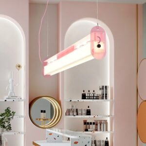 Minimal restaurant decorative lamp designer art bar long glass one word modeling atmosphere chandelier 1