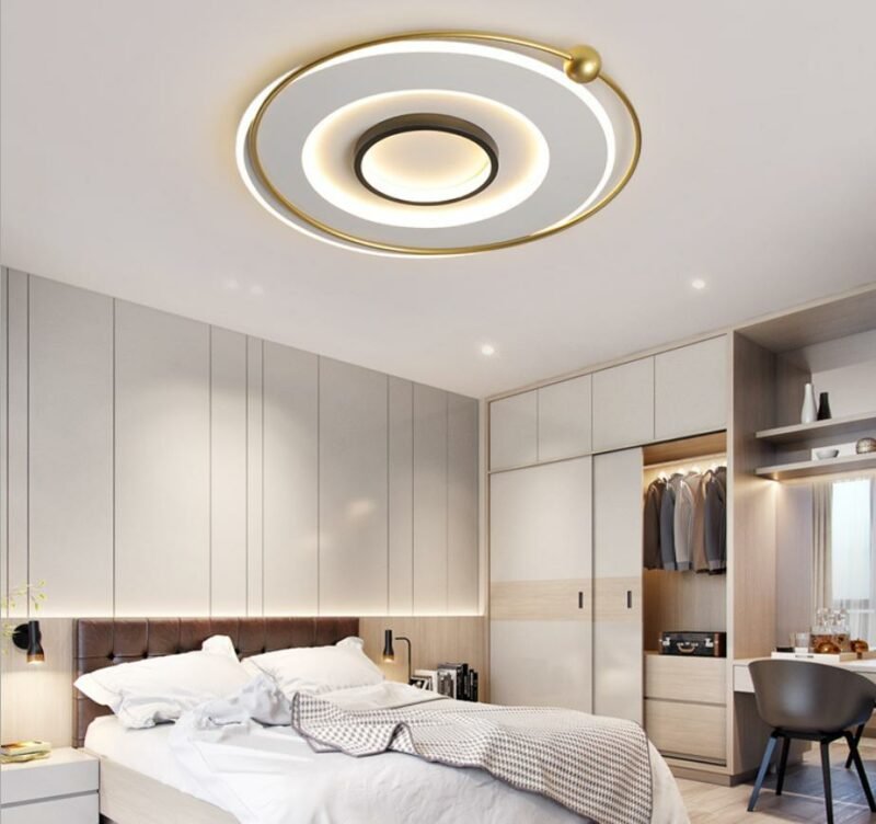 Modern led art ceiling lamp creative living room bedroom lamp  warm and simple ring study lamp Light Fixtures 3