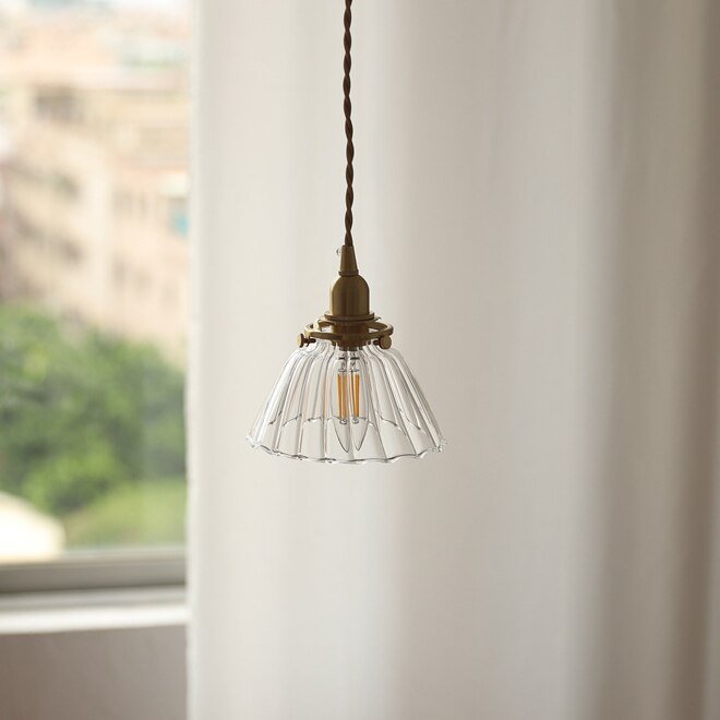 Vintage Japanese Style Glass Pendant Lamp for Living Room Bedside Kitchen Aesthetic Room Decorator Lighting Appliance Luminary 3